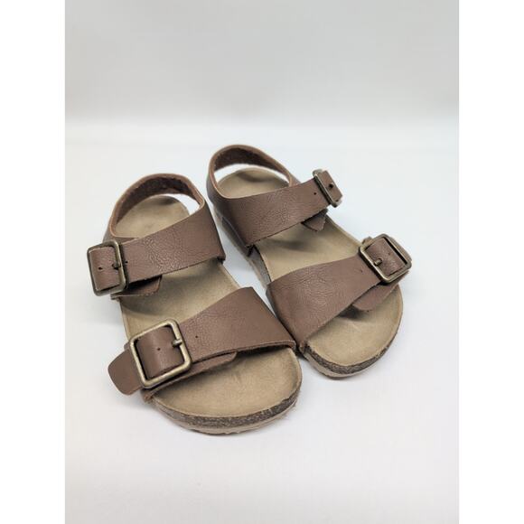 Sandals Place Faux Leather Brown with Buckle Toddler size 8 - Picture 1 of 4